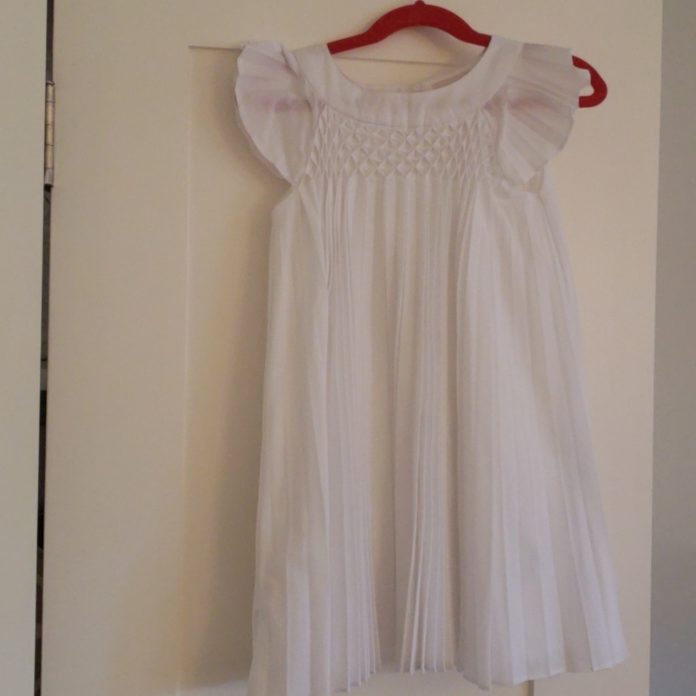 Jacadi girls white smocked pleated dress
